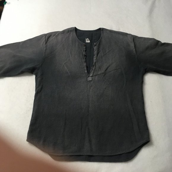 Cotton Palm V NECK 1/4 Button Front large camp paradise relax gray Vintage beach - Picture 8 of 8